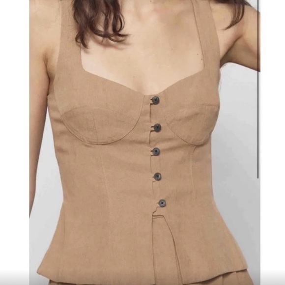 Mara Hoffman Lola Bustier Corset Top in Khaki - Picture 2 of 7